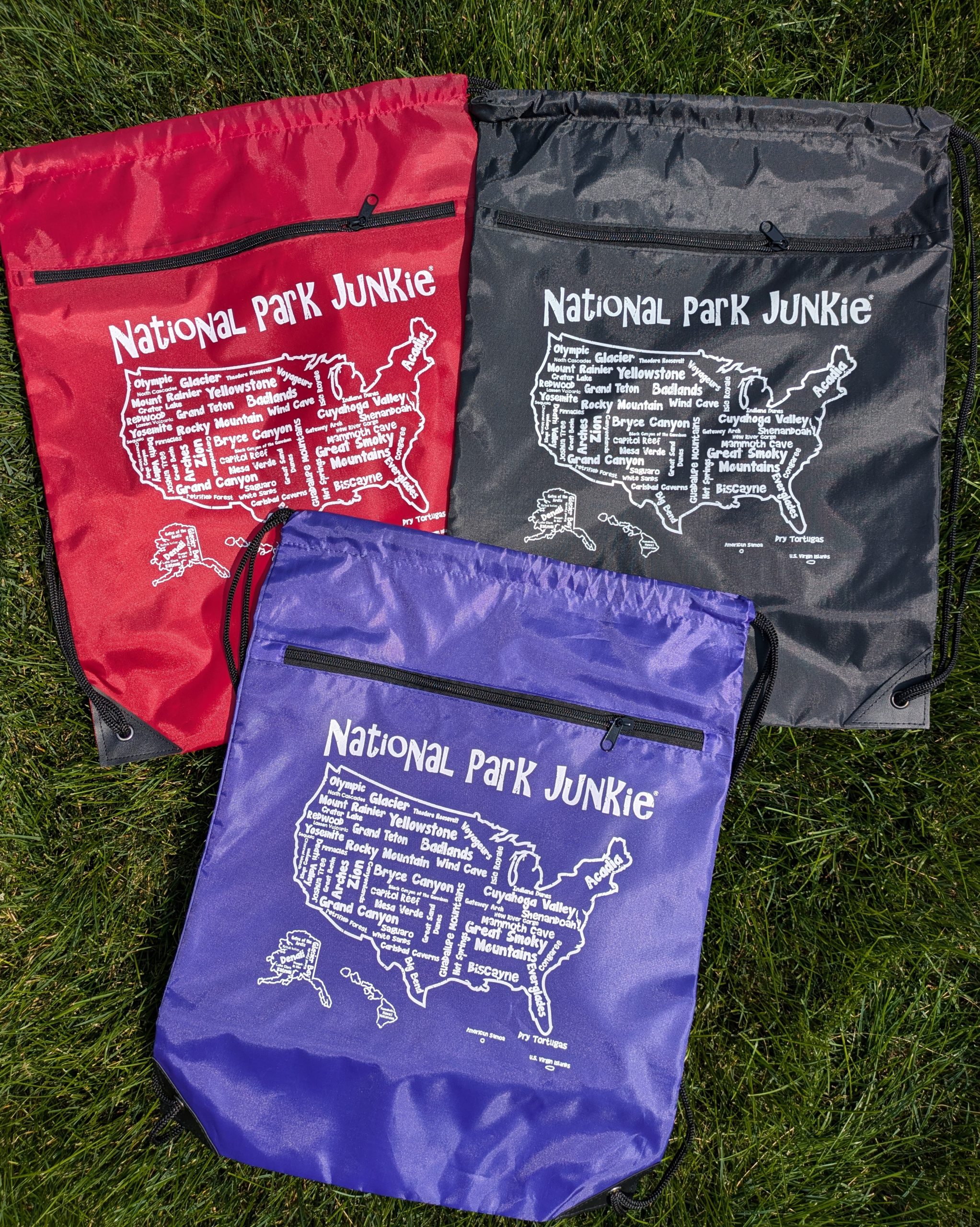 National Park Junkie® Drawstring Bag (Red) - Image 2